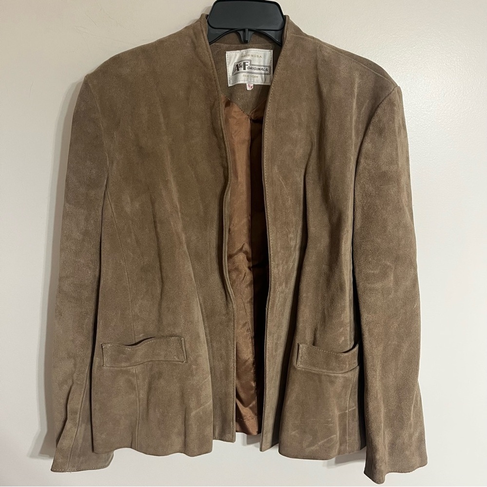 Leather Suede Jacket - Taupe Brown